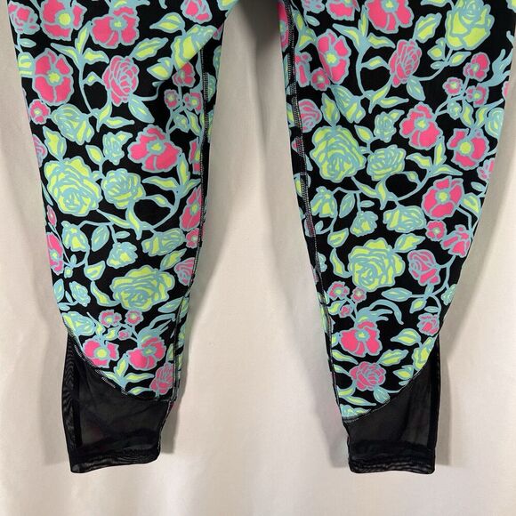 Under Armour Leggings youth YXL Black Green Floral Pull On Stretchy High Rise - Picture 7 of 9